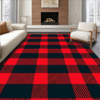 Red and Black Buffalo Check Squares Rug