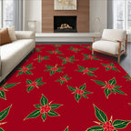 Crimson Red Floral Starburst Rug