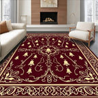 Crimson Gold Bell Scrollwork Rug