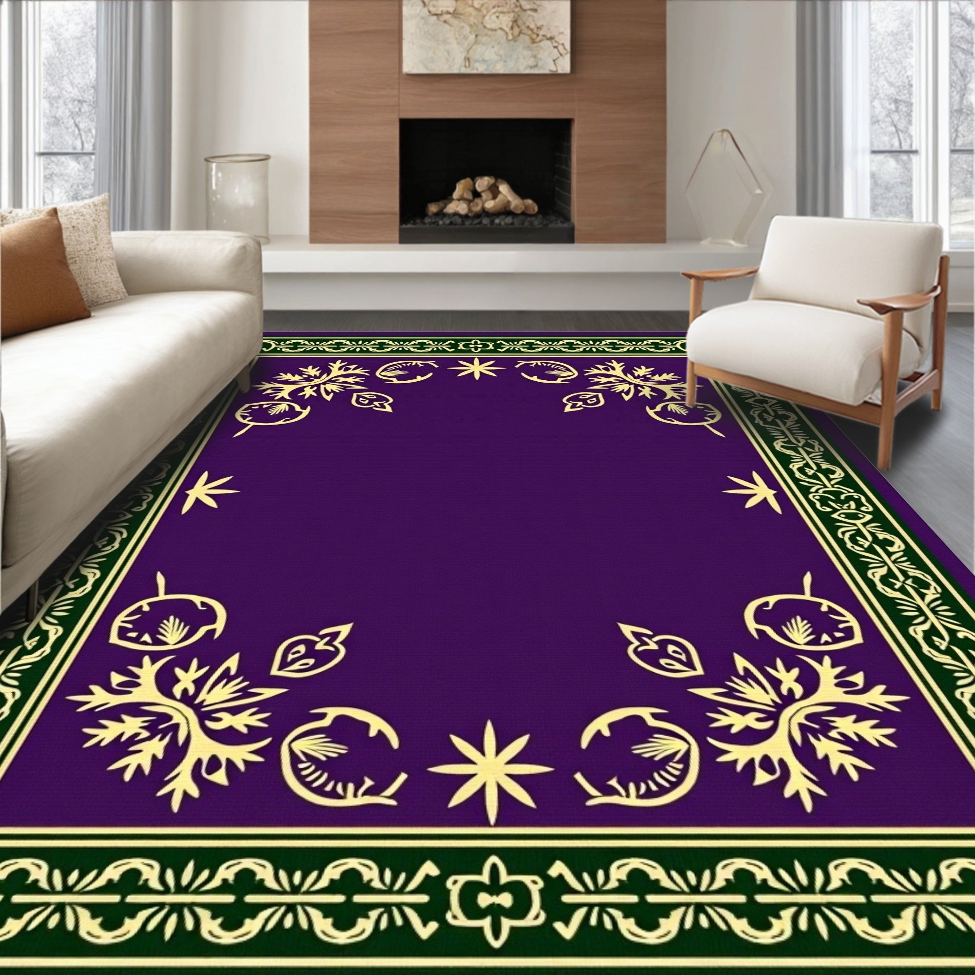 Rich Plum Gold Ornate Filigree Rug