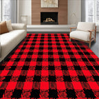 Red Black Buffalo Plaid Checkered Rug