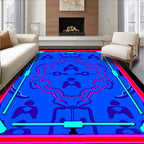 Bright Blue Neon Geometric Medallion Rug