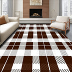 Brown White Plaid Buffalo Check Rug