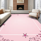 Pink Starburst Doodle Border Rug