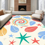 Coastal Summer Seashell Leaf Medley Rug