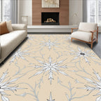 Natural Beige Snowflake Floral Art Rug