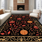 Orante Black Pumpkin Foliage Border Rug