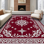 Deep Red Floral Starburst Medallion Rug