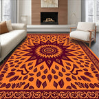 Orange Marigold Sunburst Paisley Border Rug