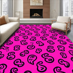Bold Pink Abstract Calligraphy Shapes Rug