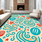 Coral Starfish Swirls and Shells Rug