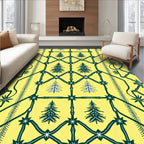 Yellow Green Forest Tree Landscape Rug