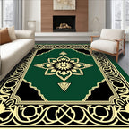 Emerald Green Floral Medallion Frame Rug