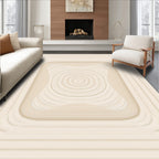 Minimalist Cream Concentric Squares Rug