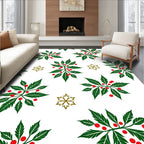Green Leaf Red Berry Starburst Rug