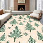 Green Pine Forest Snowflakes Rug