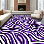 Vibrant Purple Black Swirl Lines Rug