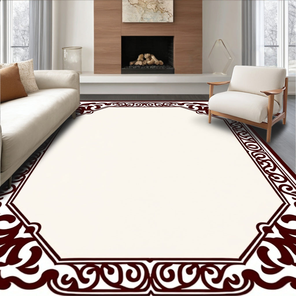 Earthy Leaf Scroll Octagon Rug