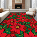 Bold Red Floral Foliage Rug