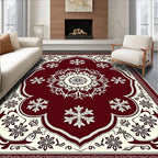 Crimson Ivory Floral Medallion Rug
