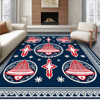 Vintage Navy Red Bell Cross Rug