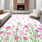 Pink Wildflower Meadow Floral Rug
