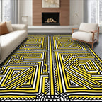 Bold Yellow Geometric Labyrinth Rug