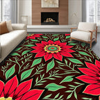 Red Crimson Floral Medallion Foliage Rug