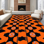Bold Orange Black Geometric Abstract Rug