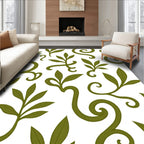Organic Green Leafy Scrollwork Rug