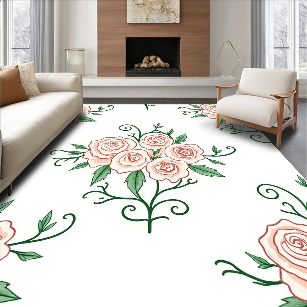 Soft Pink Rose Bouquet Garland Rug