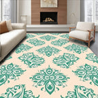 Teal Floral Symmetry Mandala Rug