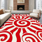 Bold Red Sun Swirl Rug