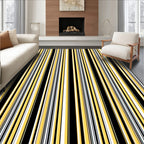 Bold Yellow Black White Stripe Rug