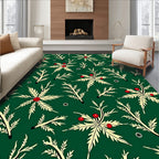 Forest Green Cream Berry Branch Folk Art Rug