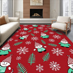 Whimsical Red Gnome Snowflake Forest Rug
