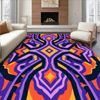 Vibrant Purple Orange Geometric Symmetry Rug