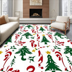 Festive Green Pine Candy Cane Star Rug