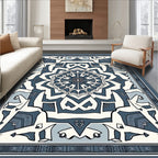 Deep Blue Geometric Mandala Medallion Rug