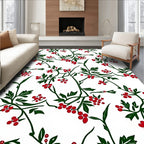 Red Berry Vine Whimsical Floral Rug