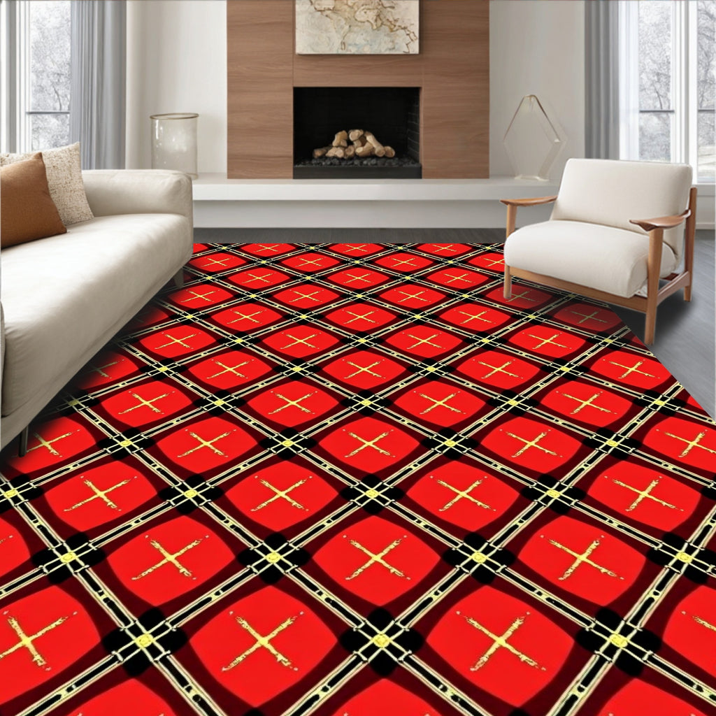 Bold Red Tartan Diamond Rug