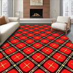 Bold Red Tartan Diamond Rug