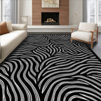 Black and White Flowing Lines Rug