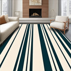 Deep Teal Cream Striped Vertical Harmony Rug