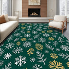 Emerald Forest Snowflakes Leaf Medley Rug