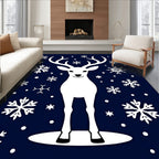 Winter White Deer Snowflake Navy Rug