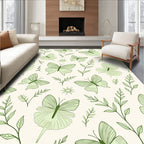 Soft Green Butterfly Botanical Whimsy Rug