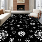 Whimsical White Snowflake Assortment Rug