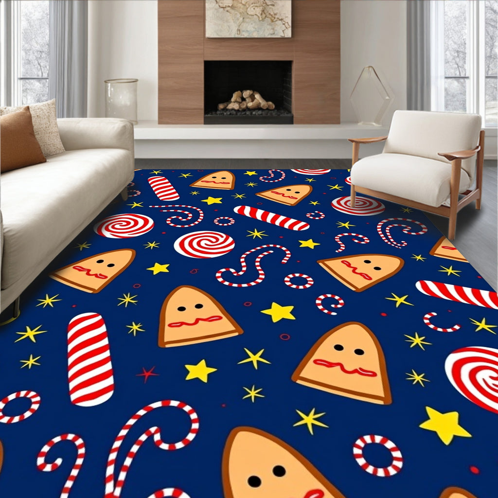 Festive Gingerbread Candy Star Rug