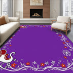 Purple Sleigh Star Snowflake Border Rug